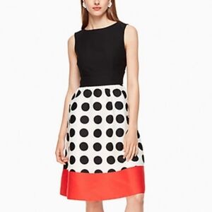Kate Spade Grid Dot Color block Midi Dress